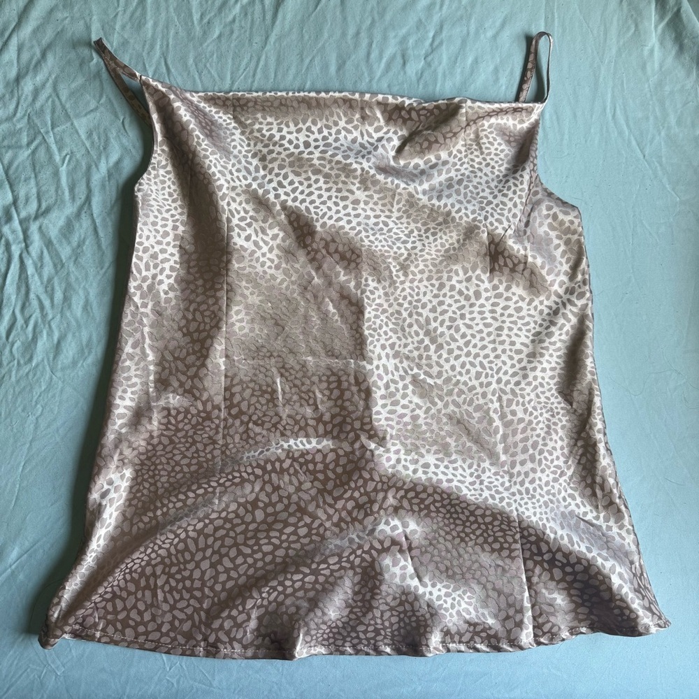glam Taupe Leopard-Print Satin Cowl Neck Camisole - Picture 5 of 5